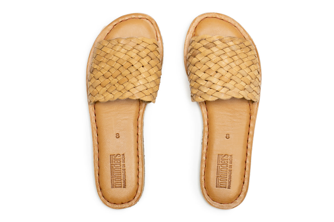 Women's Woven Sandal, Natural Leather