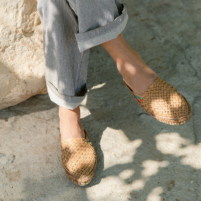 Men's Woven City Slipper | Natural Leather | Mohinders Shoes